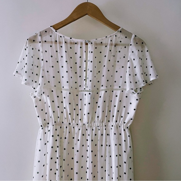 Torrid Chiffon Flutter Sleeve Midi Dress Black & White Polka Dot Size 10/12 - Picture 10 of 14